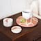 Hello Honey® Off-White and Terracotta Round Sandstone Coaster Set with Abstract Design